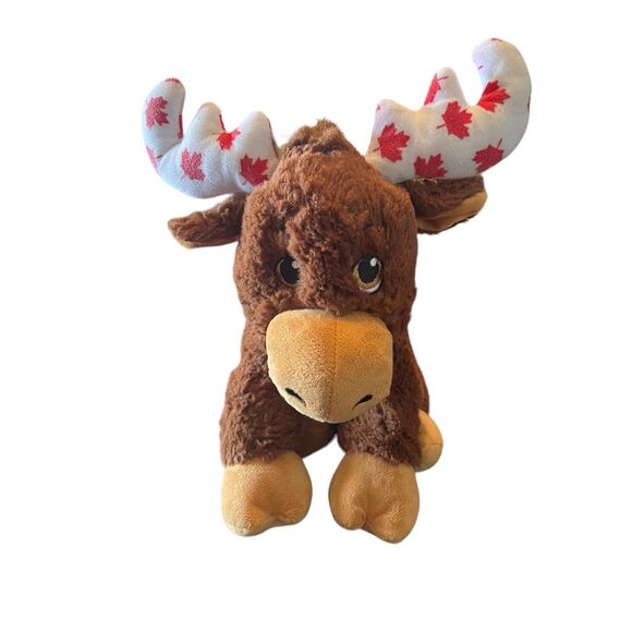 Build A Bear Workshop Toys Brown Moose Red Maple Leaves Canadian Stuffed 12" - Picture 1 of 16
